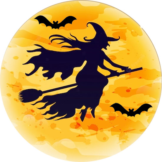 Lake City Swamp Race Logo: a witch on a broom before the moon
